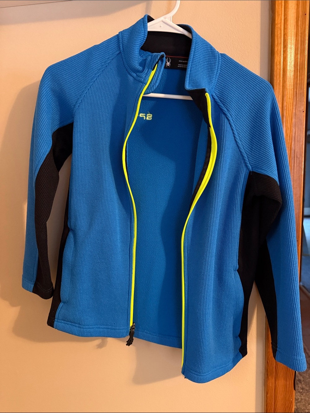 Spyder Boys Blue Active Jacket with Neon Yellow Trim